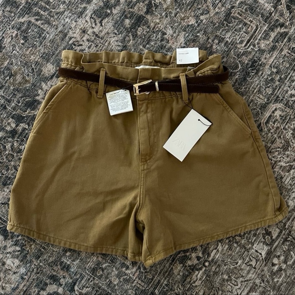 NWT Zara Paperbag Belted Shorts